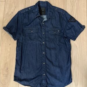 Guess Dark Blue denim Casual Button Down Shirt